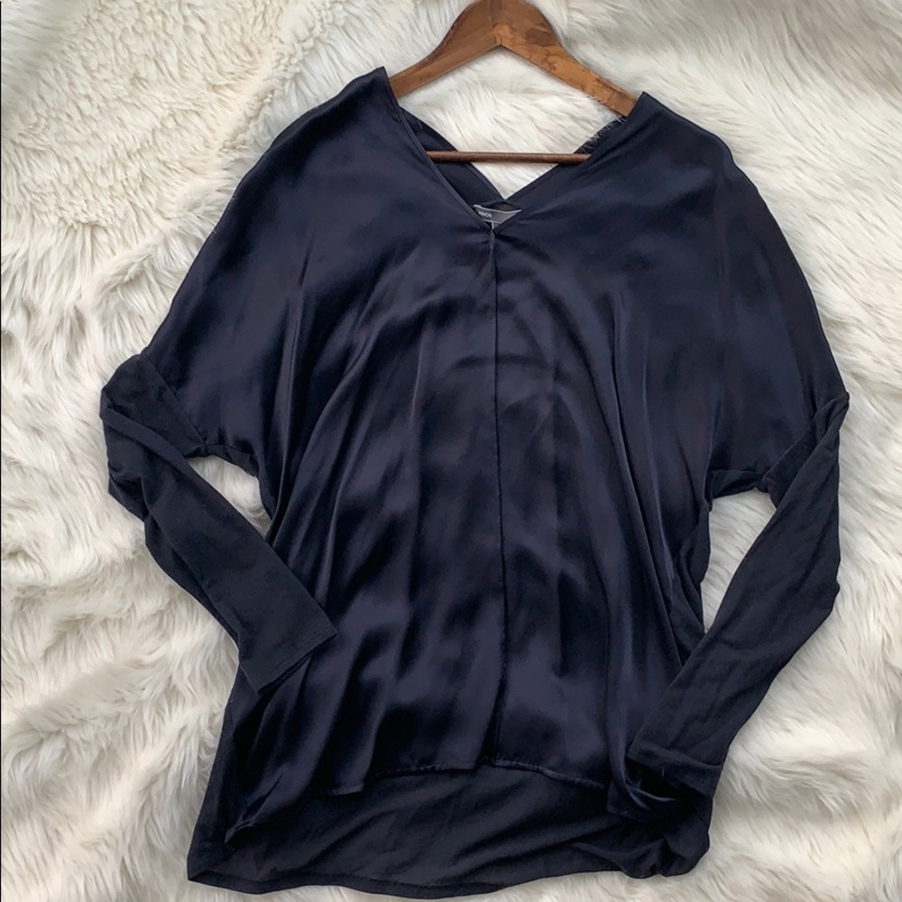 Silk Vince Mixed Media Top NWOT
